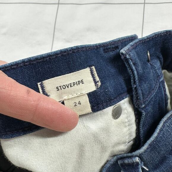 Madewell Jeans Womens 24 Blue Stovepipe Ribbon Tux Striped Edition High Rise - Picture 5 of 11